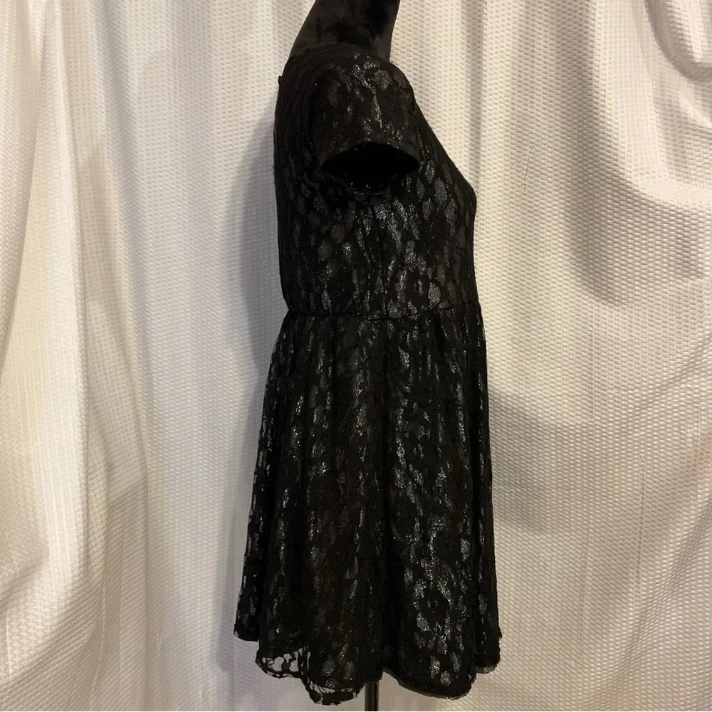 Justice Black Lace Dress With Silver Sparkling Lining Girls Size 16